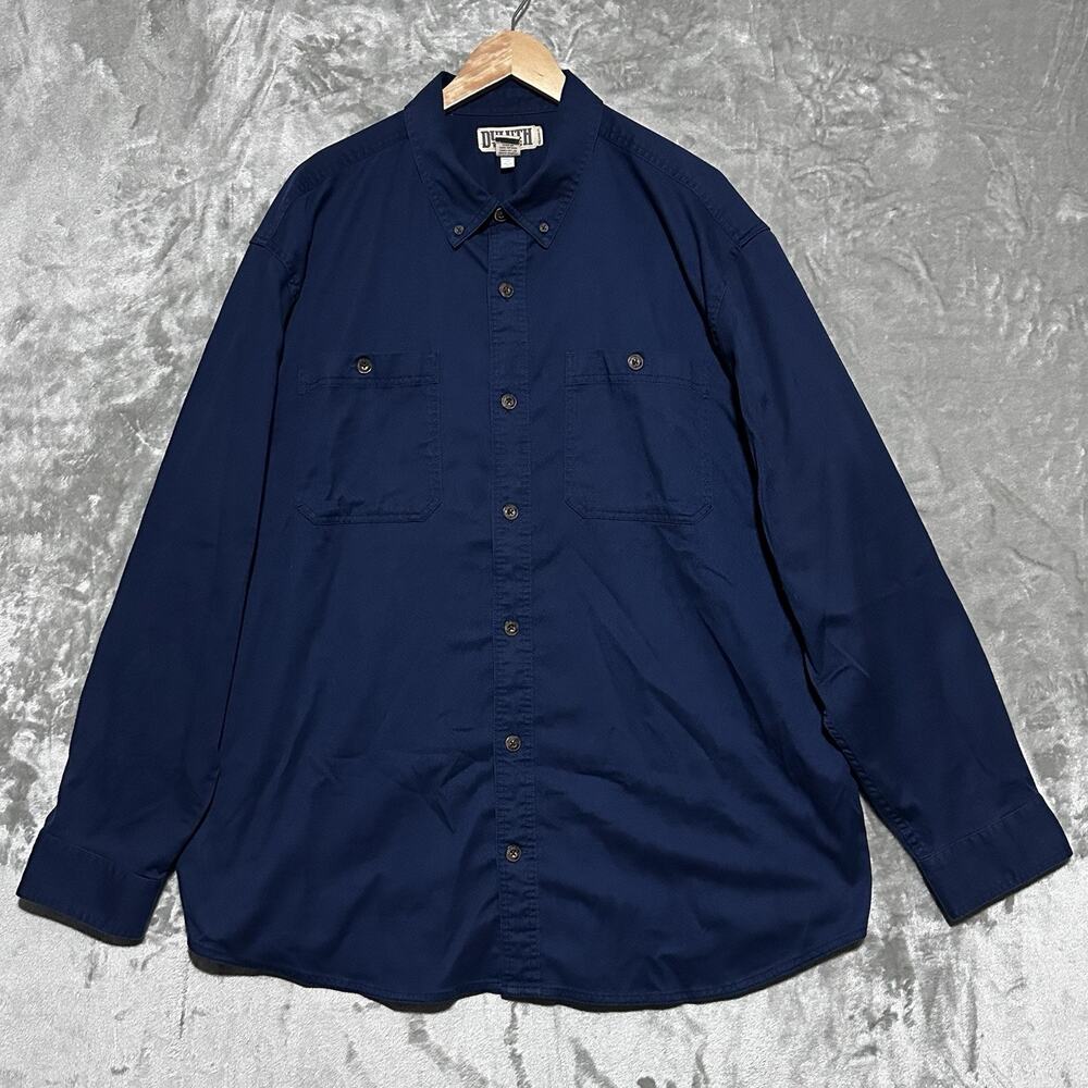 Duluth Trading Co Mens Relaxed Fit Chore Work Button Down Shirt Size 2XL Stretch